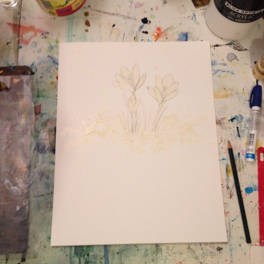 Work In progress crocus abstract mixed media painting